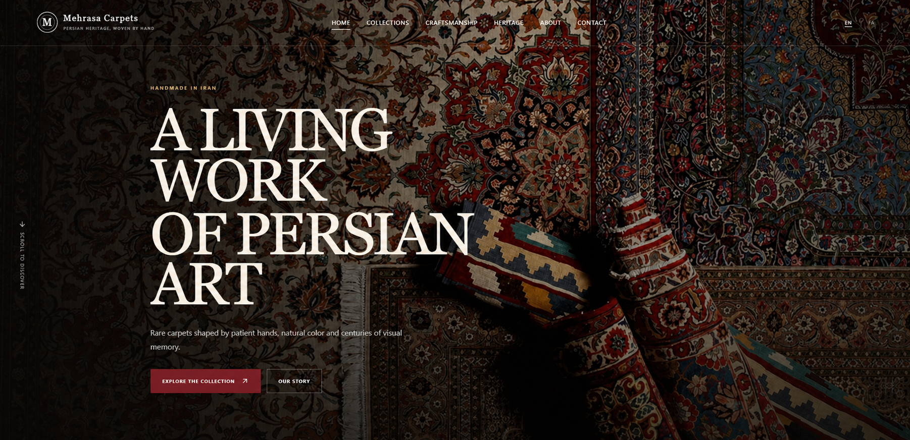 Mehrasa Carpets homepage preview
